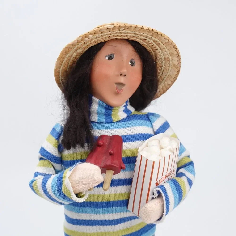 RARE Byers Choice 2008 Outer Banks Seashore Beach Girl w/ Popcorn & Popsicle